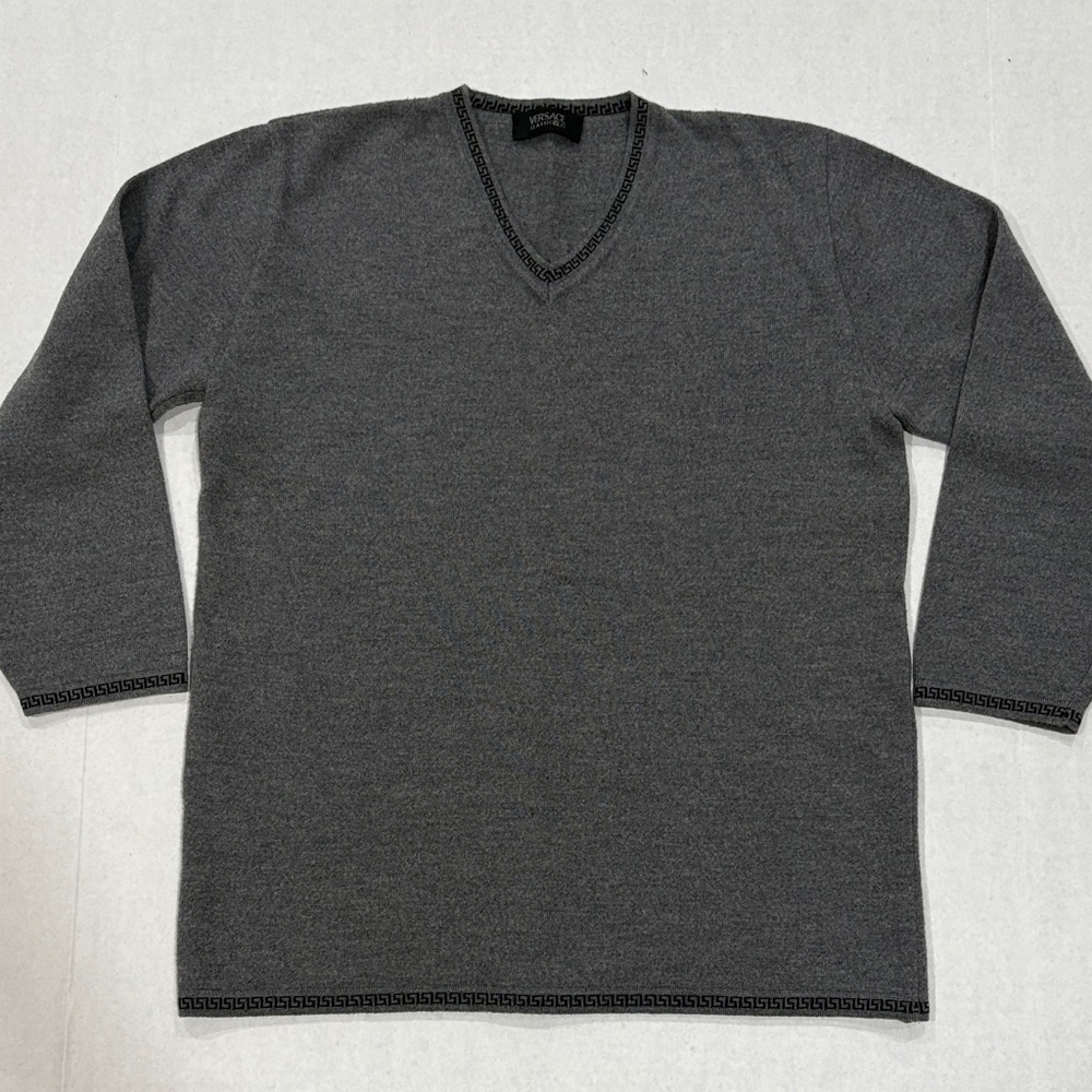 Versace Gray V-Neck Sweater EUC